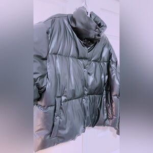 Black leather American Eagle puffer